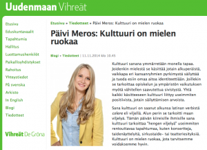 Kuva: Uudenmaan Vihreiden blogissa Päivi Meros vieraana